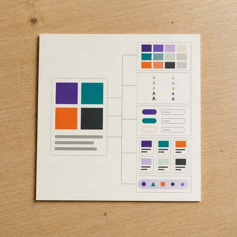 A brand guideline document placed beside its component card translation