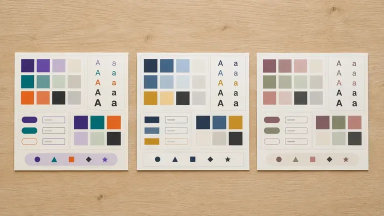 Several client component card sets displayed side by side in an agency meeting room