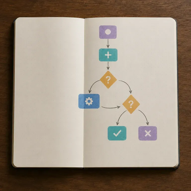 A close-up of a consulting interview flowchart