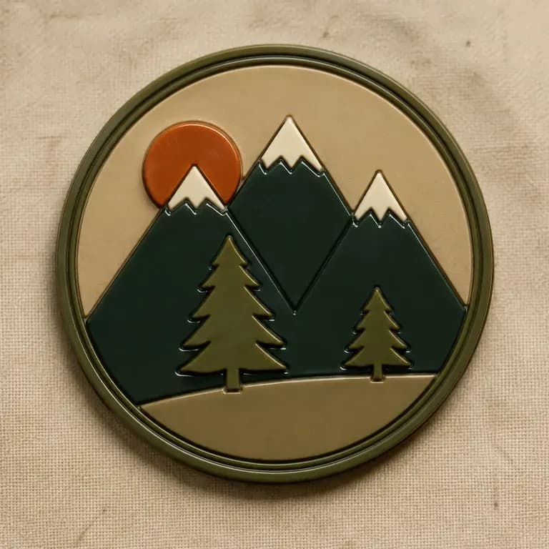 A close-up of a glossy PVC or rubber patch