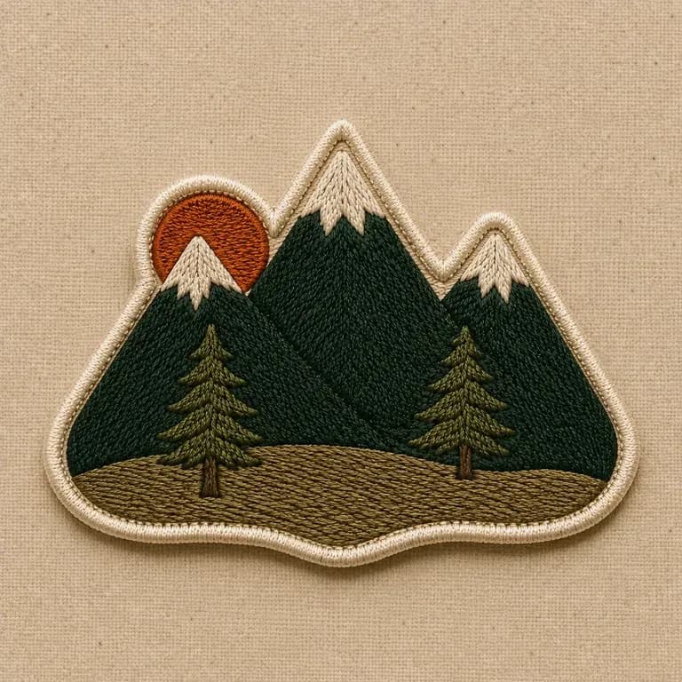 A close-up of a custom-shaped patch with a non-standard outline