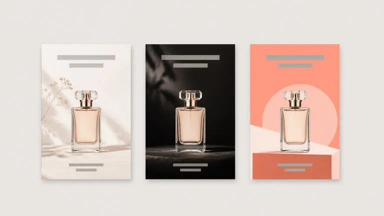 One product presented as three different poster directions in a row