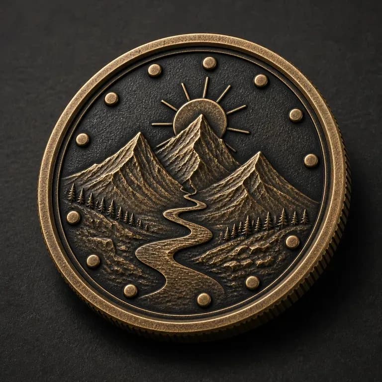 A close-up of a dual-tone club emblem coin's front face