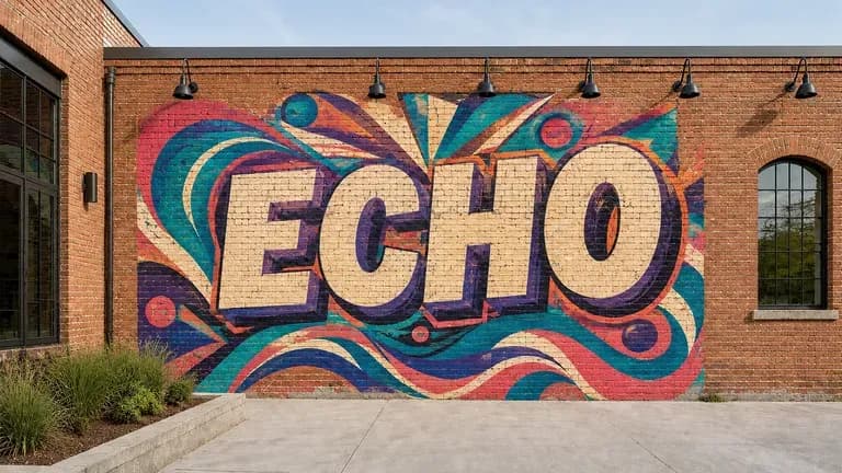 A commissioned mural wall in bright, commercial-looking colours for a brand event