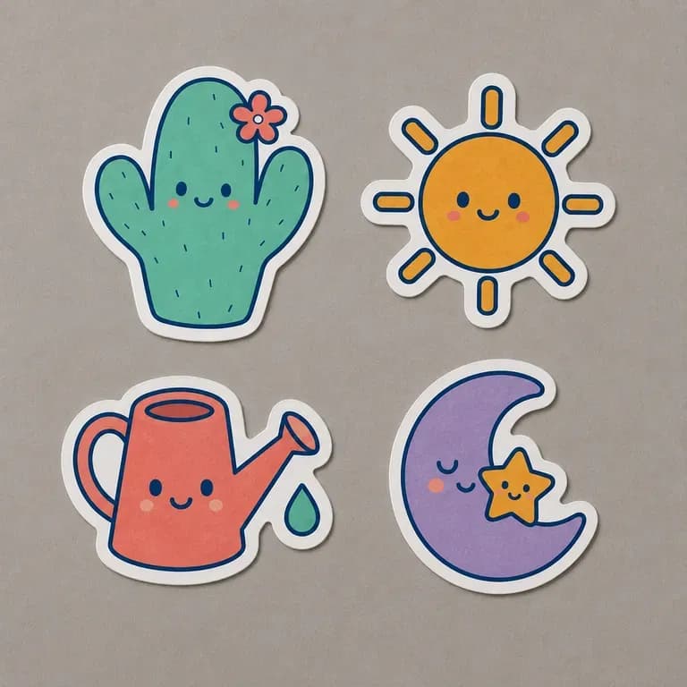 An overhead shot of a matching set of four stickers