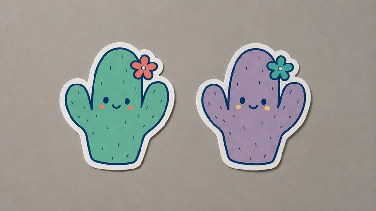 Two colour versions of the same sticker character