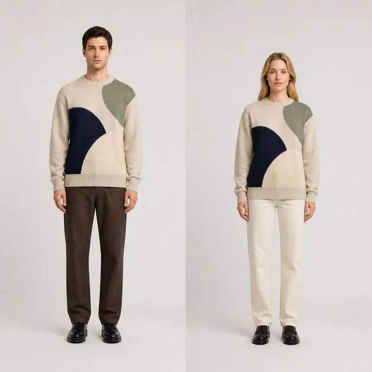 One garment shown on two different models in matching frames