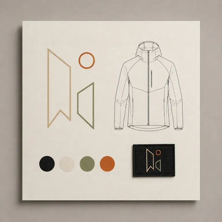 A close-up of an athletic clothing brand board