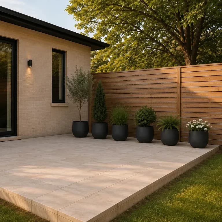 A close-up of a green, planting-layered outdoor area after a redesign