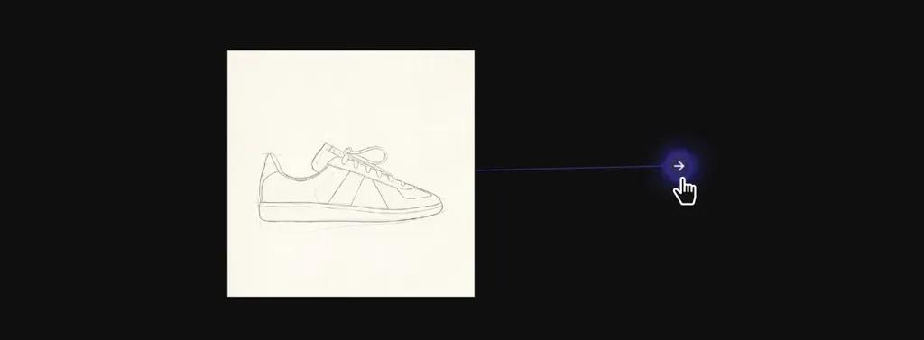 Dragging from a sketch node's connection handle to start a new link