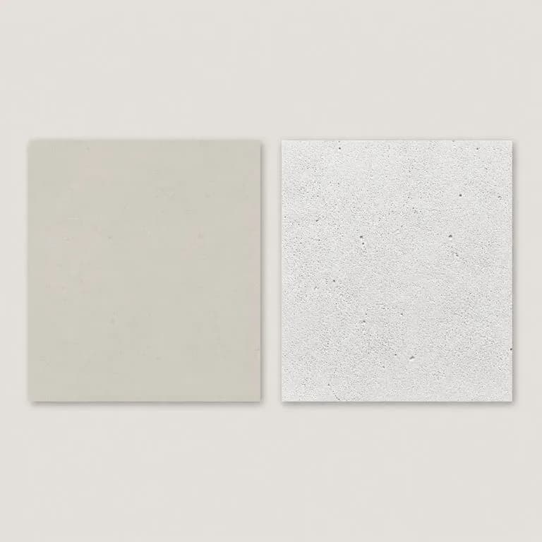 A concrete surface shown as a colour tile beside a shadow map where the pitting reads dark