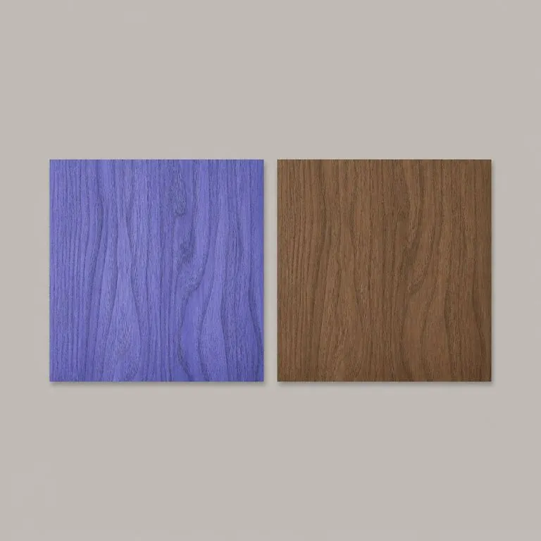 A walnut veneer shown as a directional surface map beside its flat base colour